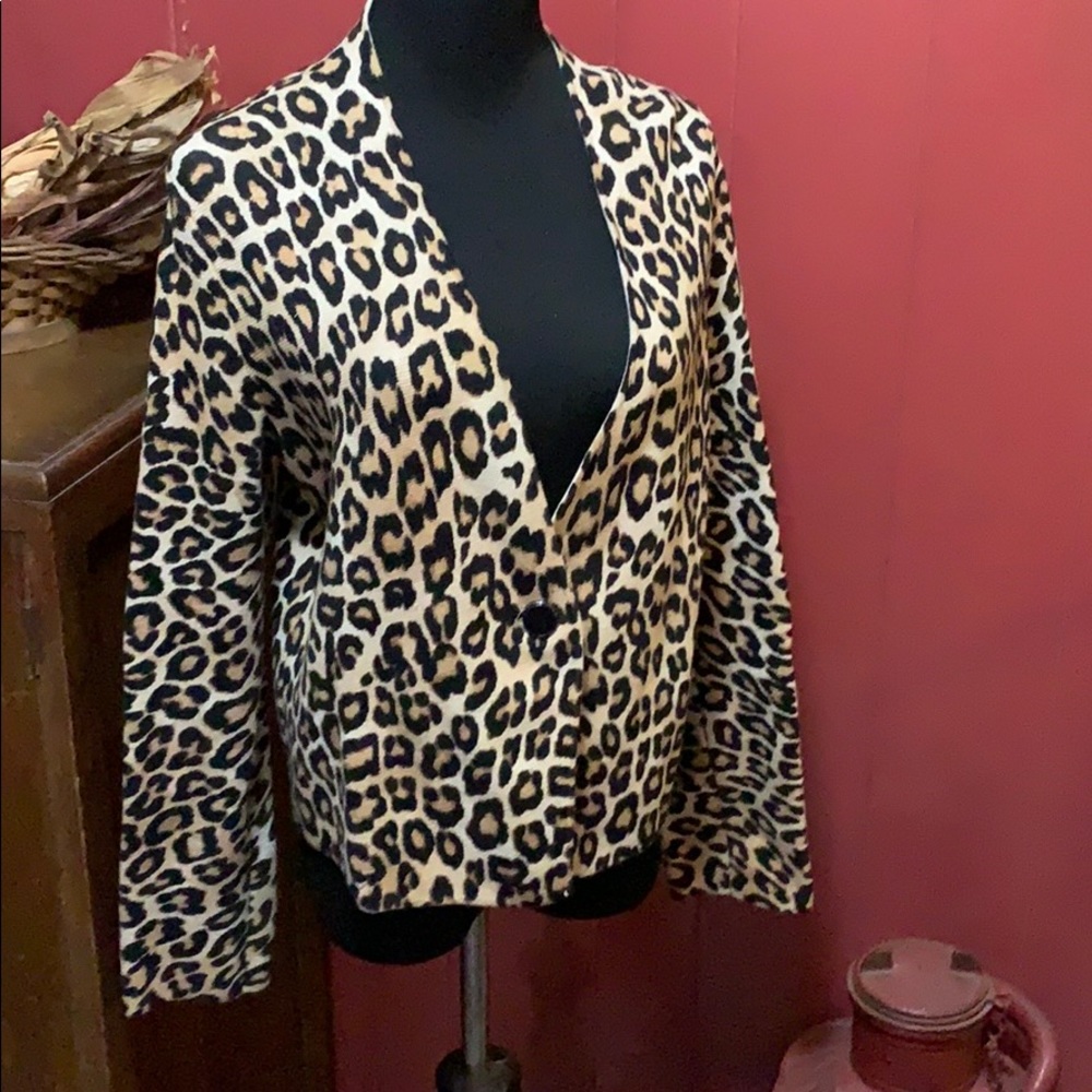 Leopard one button cardigan